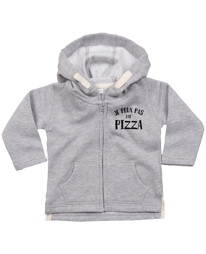 Hoddie with zip for baby Je peux pas j'ai Pizza by NumericEric