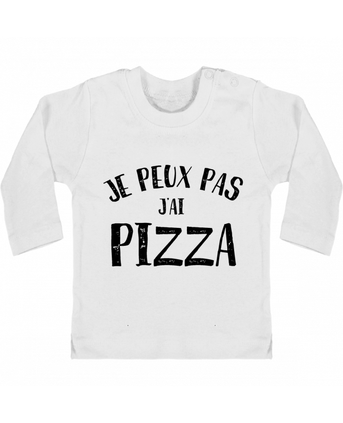 Baby T-shirt with press-studs long sleeve Je peux pas j'ai Pizza manches longues du designer NumericEric