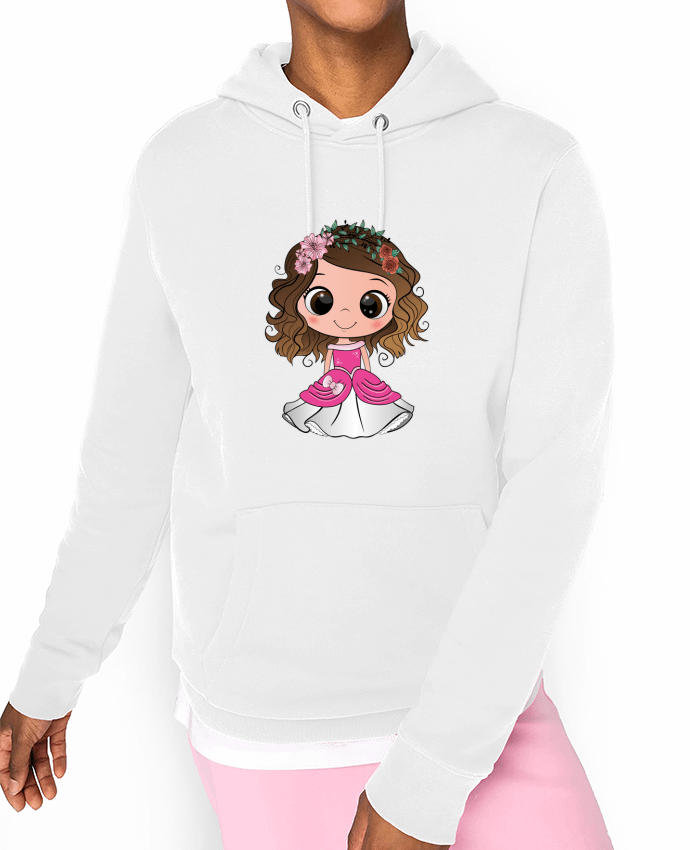 Hoodie Princesse brune aux yeux bruns avec une robe rose Par EmmaCreation