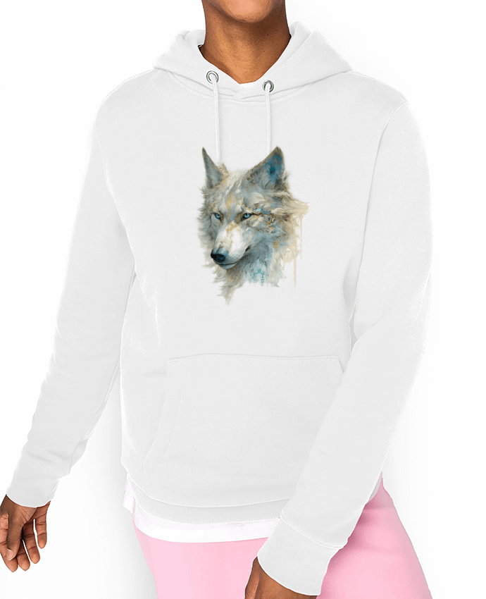 Hoodie Lobo detallado, un toque dorado y azul Par a-Creations