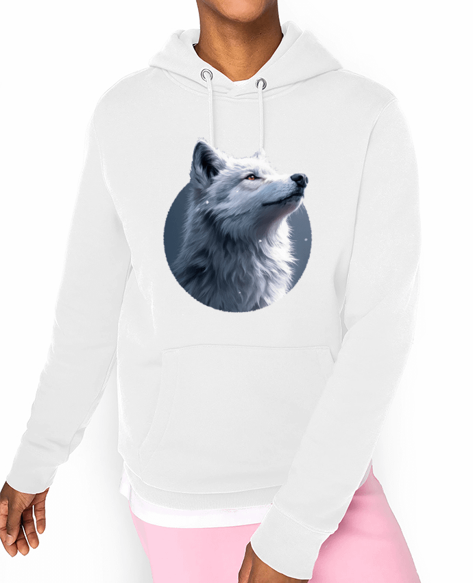 Hoodie Illustration de Loup Blanc Par KronoArt