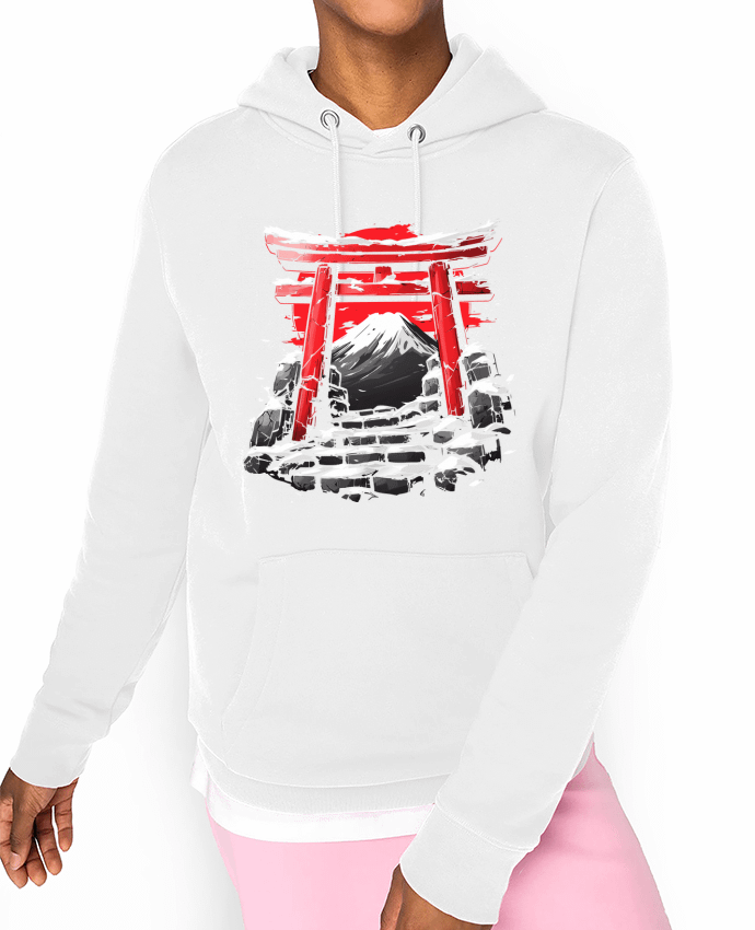 Hoodie Temple Japonnais et Mont Fuji Par KronoArt