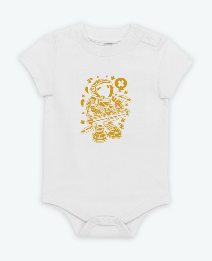 Baby Bodysuit Short Sleeves Dj Astronaute Golden Cartoon | By Kap Atelier Cartoon by Kap Atelier