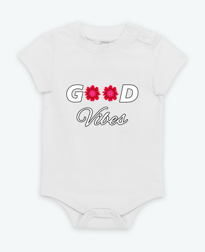 Body bébé Good Vibes avec Fleurs Roses et Rouges par LV-CREATOR