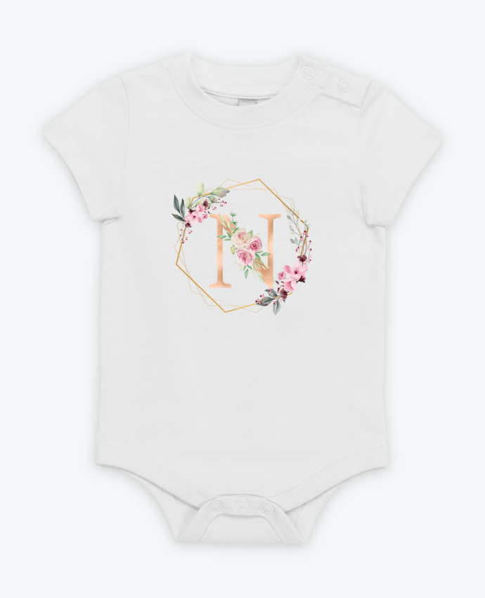 Body bébé Lettre N fleurs par 