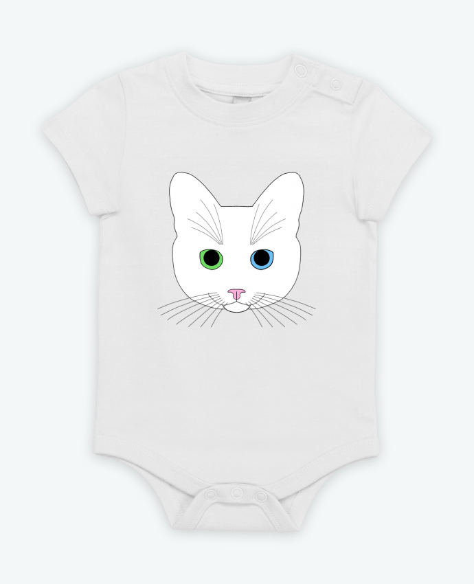 Body bébé Chat blanc yeux vert bleu par Finger L