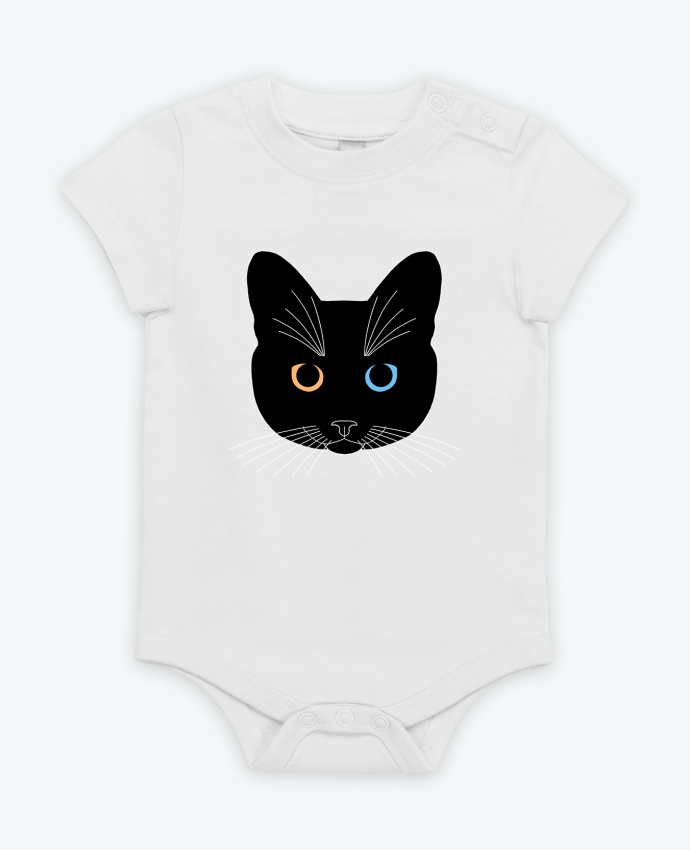 Body bébé Chat tête noir yeux orange bleu par Finger L