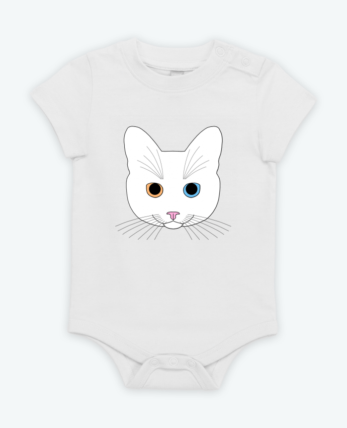 Body bébé Chat tête blanc yeux orange bleu par Finger L