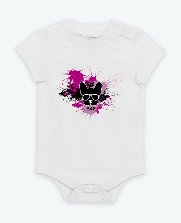 Body bébé Bouledogue rose peinture par Toncadeauperso