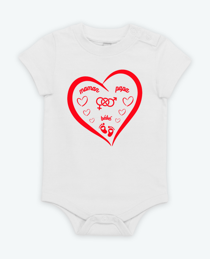 Body bébé NAISSANCE BEBE COEUR ROUGE DE FAMILLE MAMAN PAPA BEBE par LIAMRIVIERART