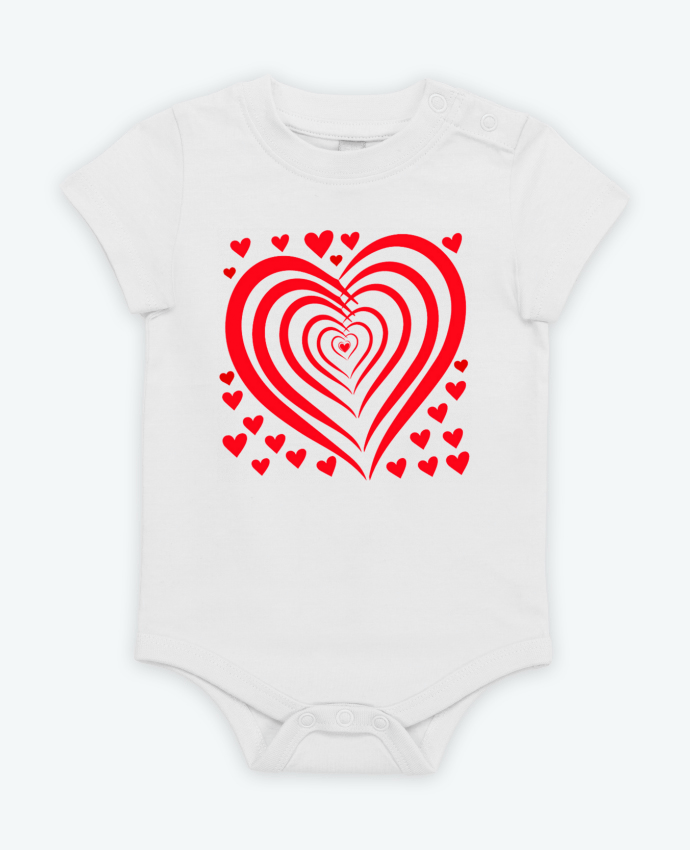Body bébé COEUR ROUGE NAISSANCE BEBE MOTIF SAINT VALENTIN AMOUR par LIAMRIVIERART