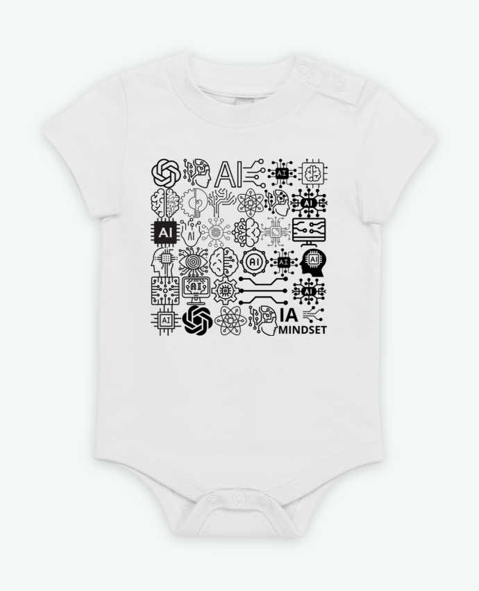 Body bébé INTELLIGENCE ARTIFICIELLE MOTIF NOIR ET BLANC IA MINDSET AI par LIAMRIVIERART