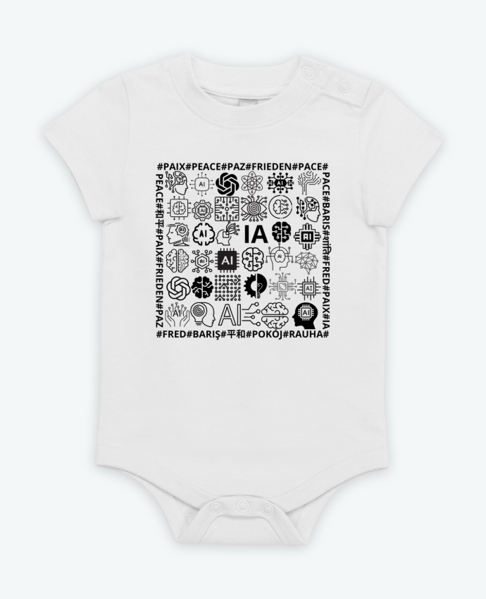 Body bébé PAIX INTELLIGENCE ARTIFICIELLE MOTIF NOIR ET BLANC IA MINDSET AI LANGUE ETRANGERE par LIAM
