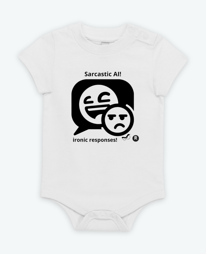 Body bébé HUMOUR GEEK INTELLIGENCE ARTIFICIELLE NOIR  ET BLANC MOTIF UNIQUE par LIAMRIVIERART