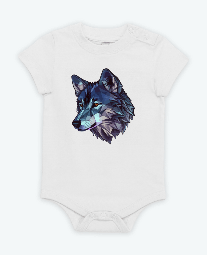 Body bébé Loup stylisé, géométrique par KronoArt