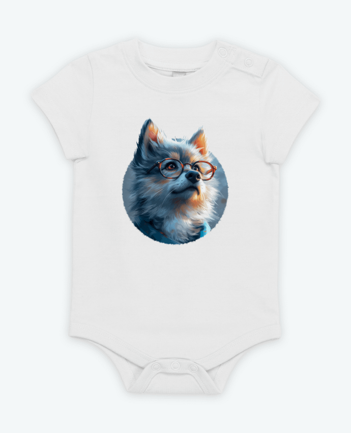 Body bébé Illustration de Loup avec lunettes par KronoArt