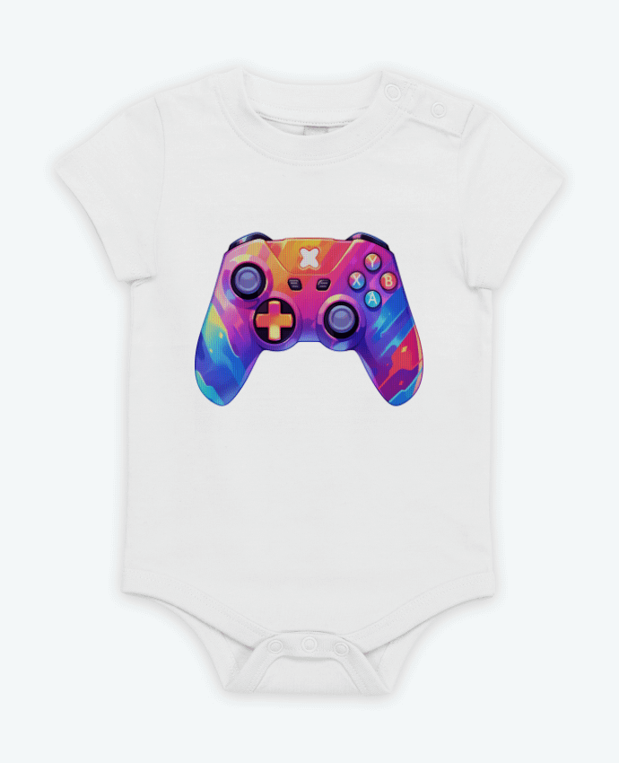 Baby Bodysuit Short Sleeves Manette de jeux vidéo pixel art by KronoArt