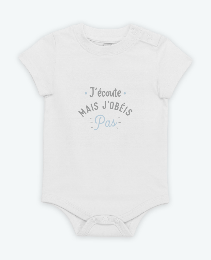 Body Bebé Manga Corta J'écoute mais j'obéis pas cadeau naissance bébé por Original t-shirt