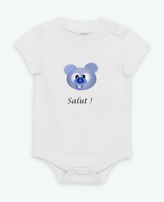 Body bébé Ourson bleu salut par Claralie
