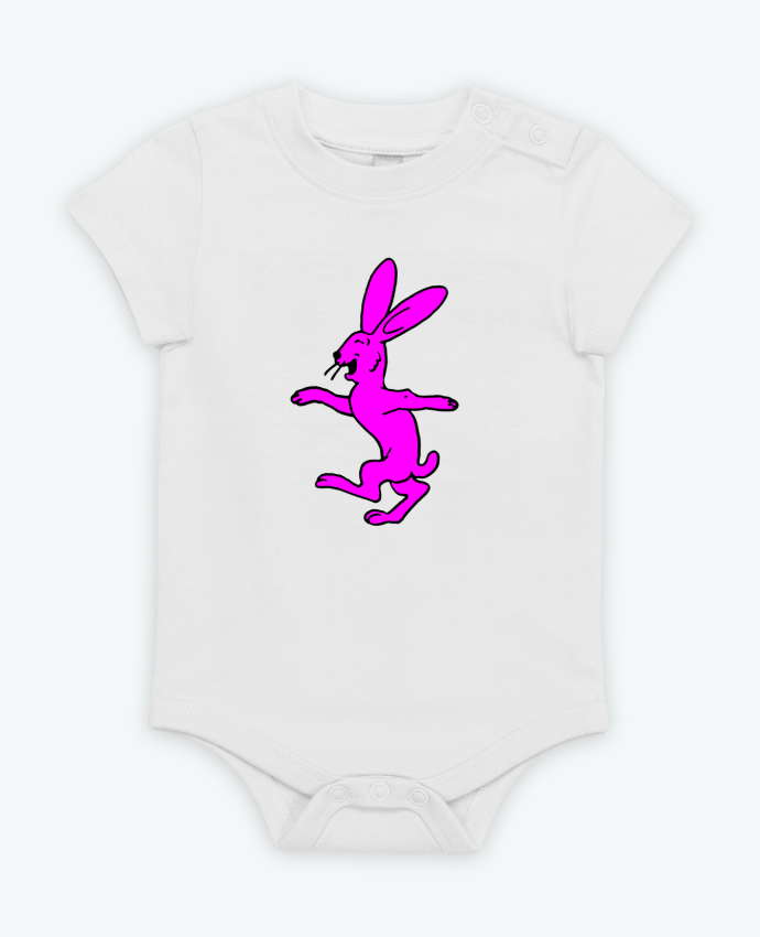 Body bébé Tee shirt Lapin rose joyeux par Comix-tees