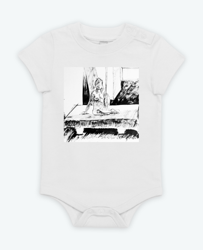 Body bébé Dessin noir et blanc d'une femme nue par Simple Art