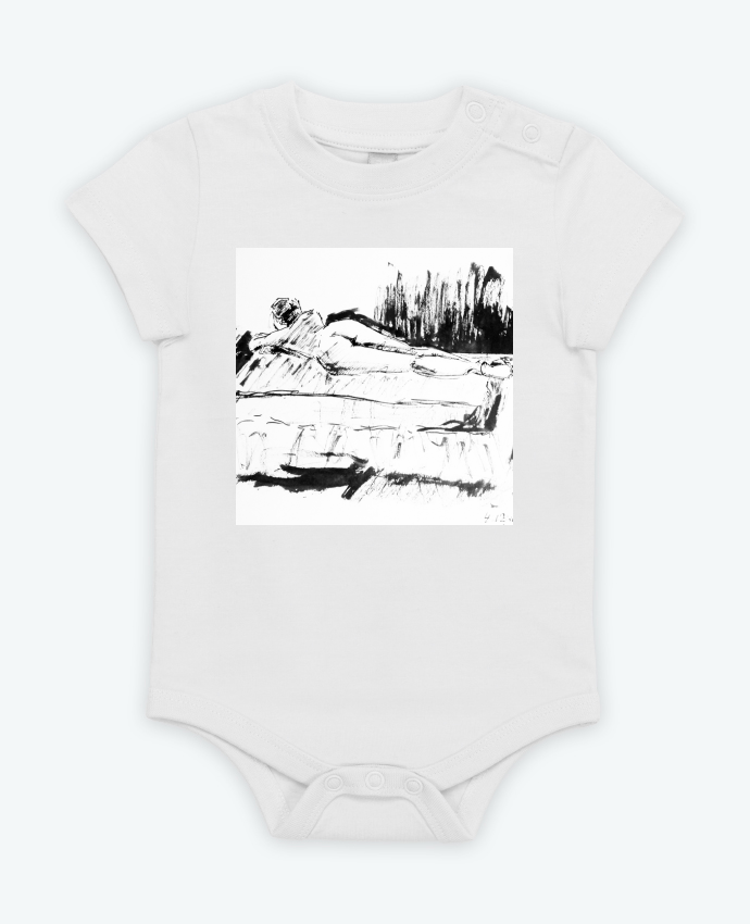 Body bébé Dessin à la plume en noir et blanc par Simple Art
