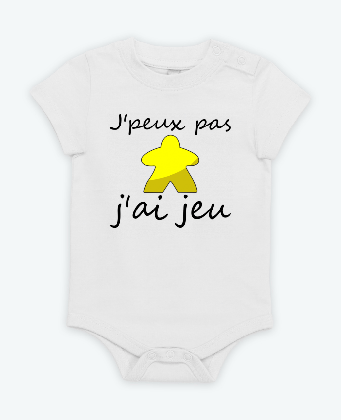 Body bébé j'peux pas j'ai jeu meeple jaune par Le Repaire des Joueurs