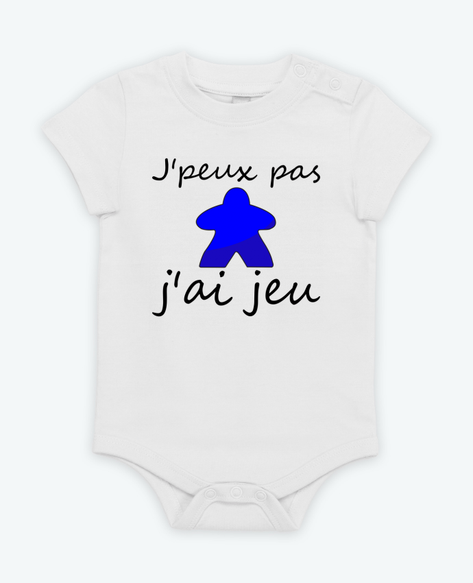 Body bébé j'peux pas j'ai jeu meeple bleu par Le Repaire des Joueurs