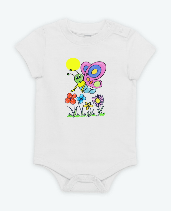 Body bébé Papillon et fleurs enfant. par Bief Designs.