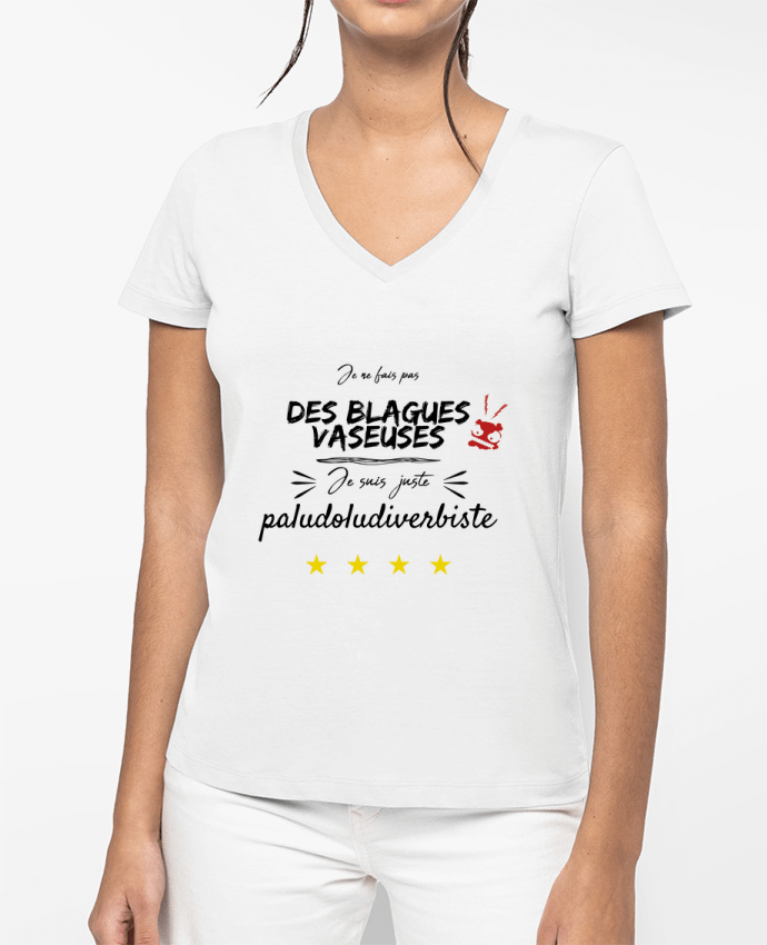 T-shirt femme col V je ne fais pas de blagues vaseuses par AlineDC