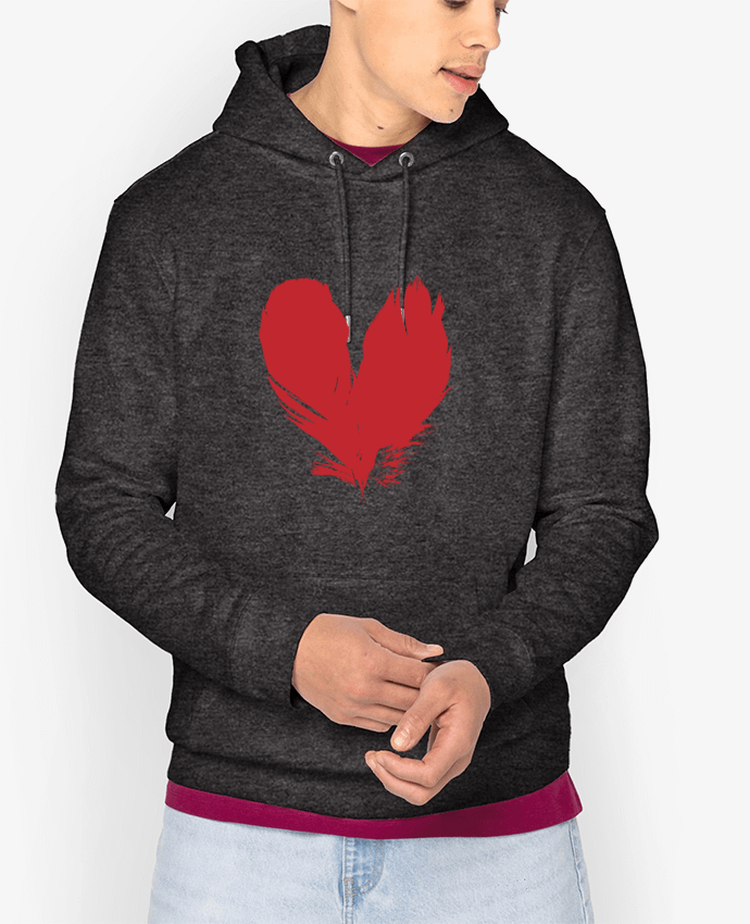 Sweat capuche unisexe Bio coeur de plumes Par Studiolupi