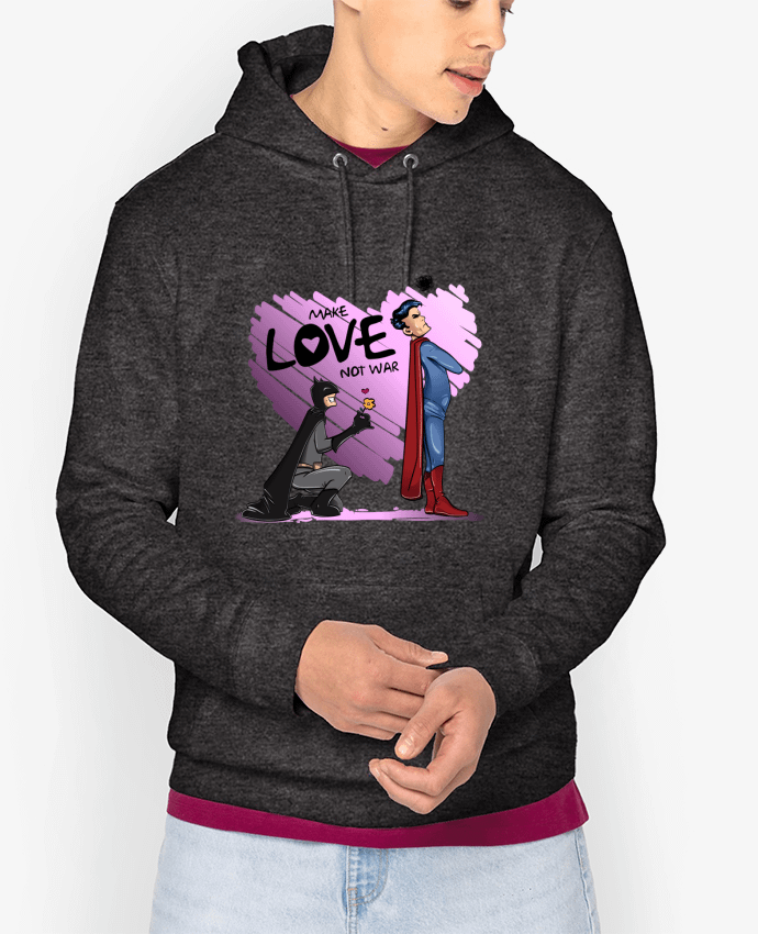 Hoodie MAKE LOVE NOT WAR (BATMAN VS SUPERMAN) Par teeshirt-design.com