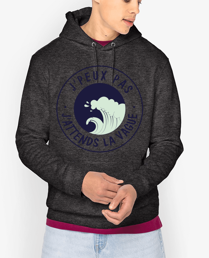 Hoodie Je peux pas j'attends la vague Par FRENCHUP-MAYO
