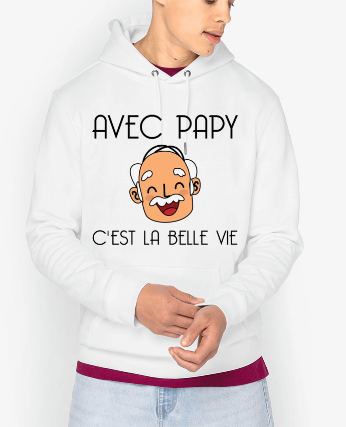 Sweat capuche unisexe Bio Avec papy c'est la belle vie ! Par tunetoo