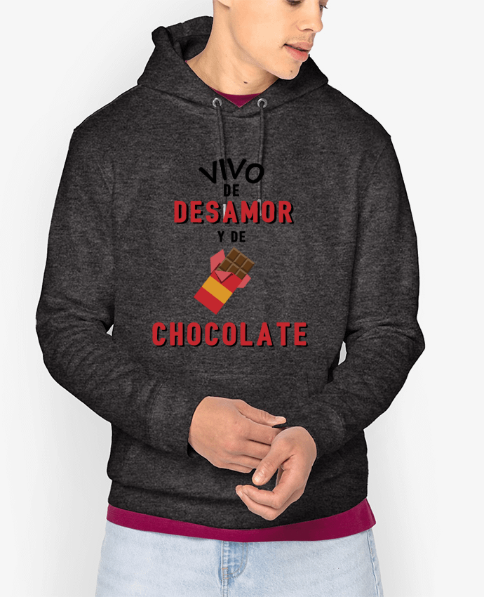 Sweat capuche unisexe Bio Vivo de desamor y de chocolate Par tunetoo