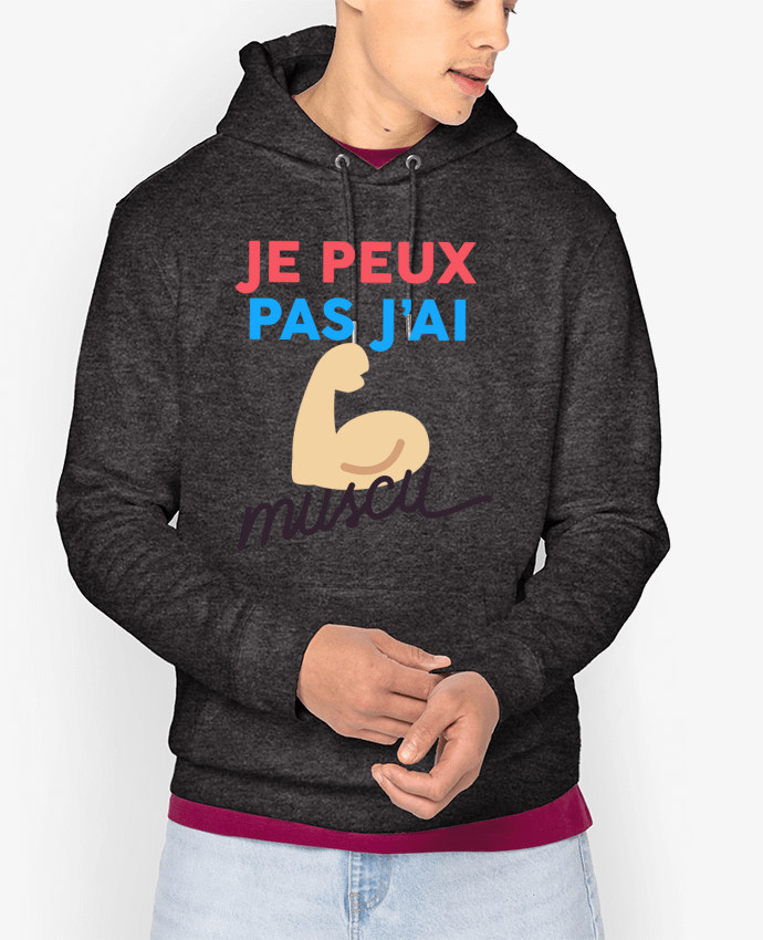 Sweat capuche unisexe Bio je peux pas j'ai muscu Par Ruuud