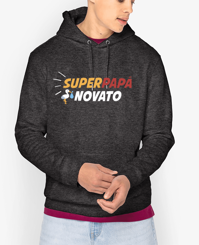 Sweat capuche unisexe Bio Superpapá novato Par tunetoo