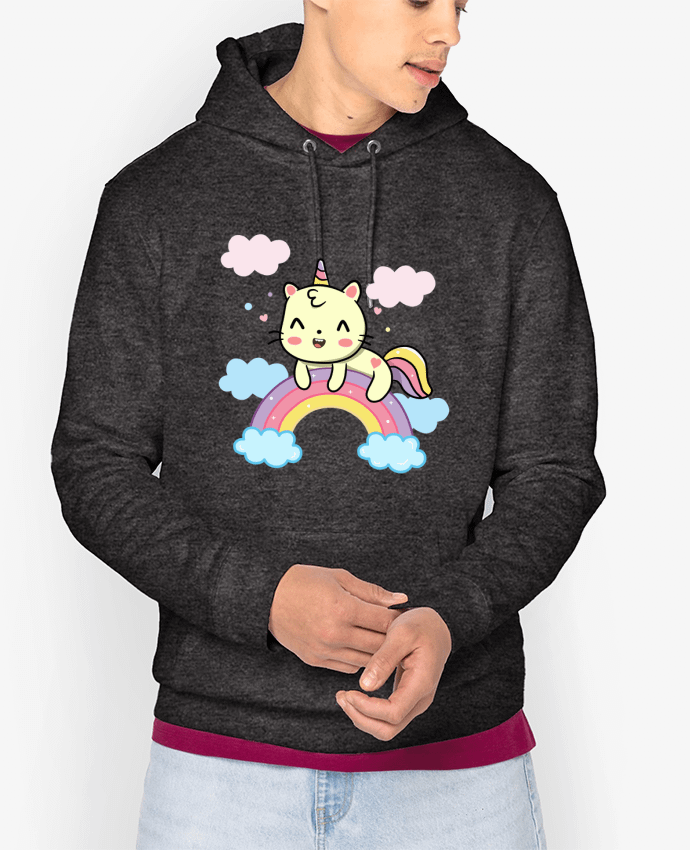 Hoodie Gato Feliz sobre Arcoiris Par MaaxLoL