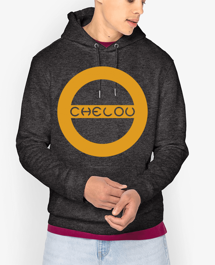 Sweat capuche unisexe Bio Chelou - Emblème Orange Par Chelou