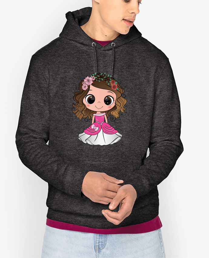 Hoodie Princesse brune aux yeux bruns avec une robe rose Par EmmaCreation