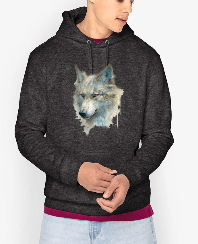 Hoodie Lobo detallado, un toque dorado y azul Par a-Creations