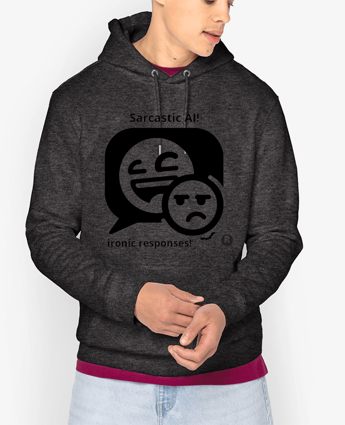 Hoodie HUMOUR GEEK INTELLIGENCE ARTIFICIELLE NOIR  ET BLANC MOTIF UNIQUE Par LIAMRIVIERART