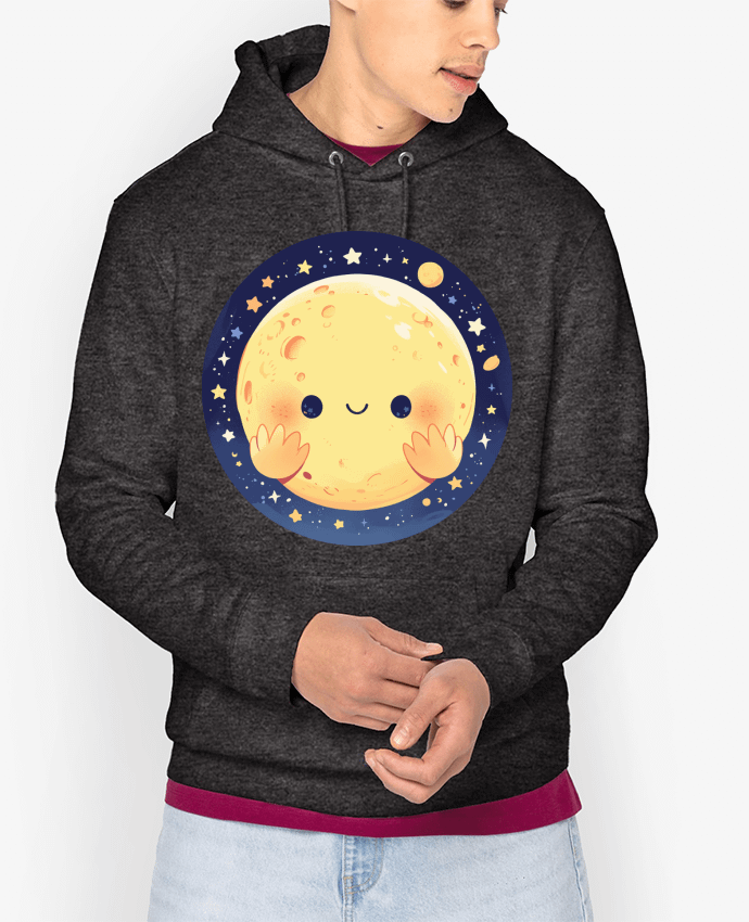 Hoodie La Lune qui sourit Par KronoArt