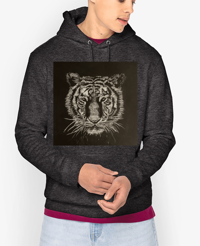 Hoodie Tigre à la craie carrée blanche Par Eclat animalier