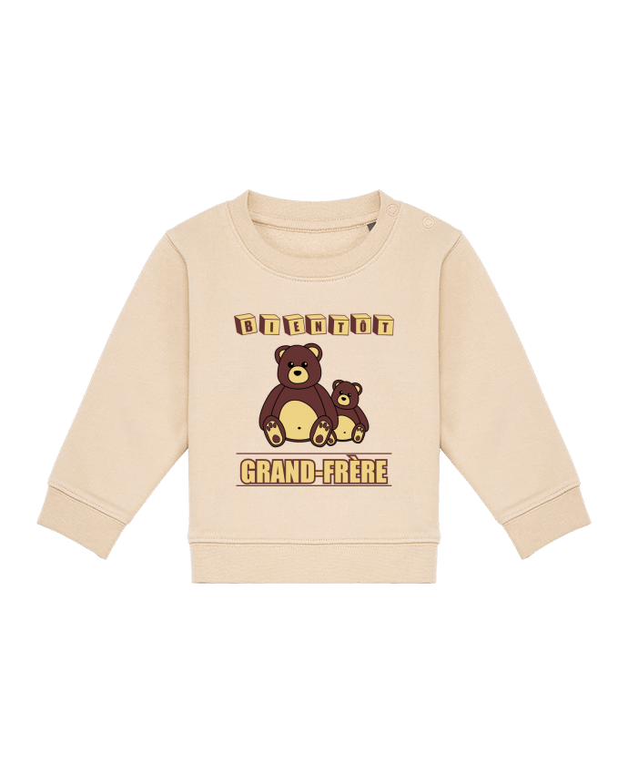 Sweatshirt bébé écoresponsable Bientôt Grand-Frère avec ours en peluche mignon por Benichan