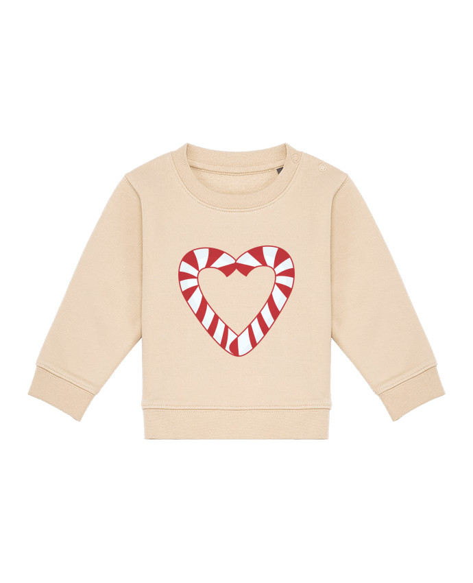 Sweatshirt bébé écoresponsable Christmas Candy Cane Heart por tunetoo