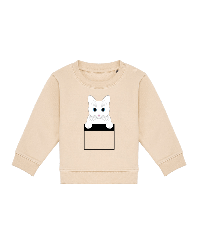 Sweat bébé Chat blanc yeux bleu poche par Finger L