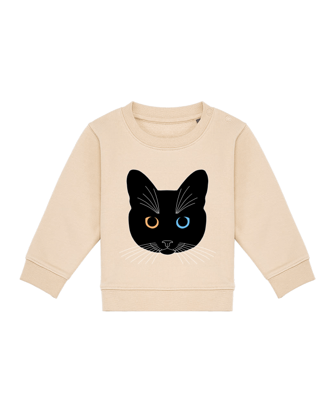 Sweat bébé Chat tête noir yeux orange bleu par Finger L