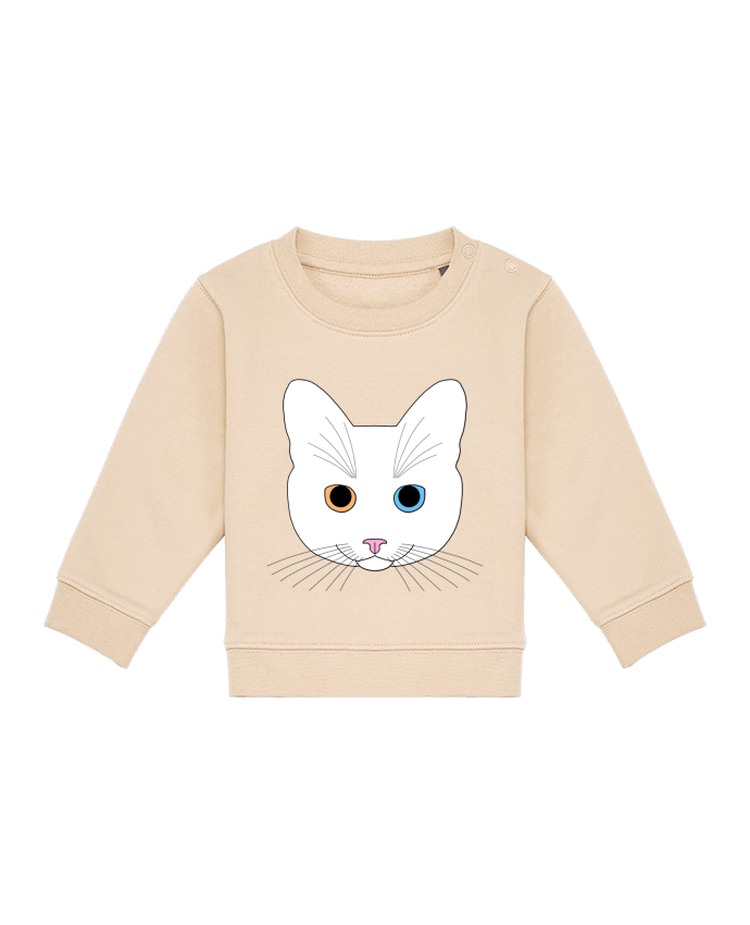 Sweat bébé Chat tête blanc yeux orange bleu par Finger L