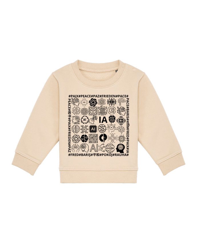 Sweat bébé PAIX INTELLIGENCE ARTIFICIELLE MOTIF NOIR ET BLANC IA MINDSET AI LANGUE ETRANGERE par LIA